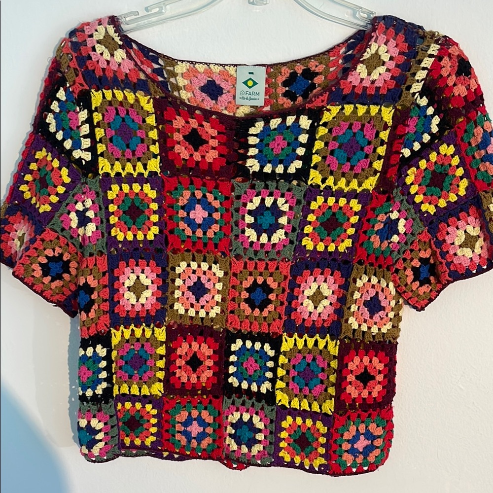 Colorful Crochet Granny Squares Top